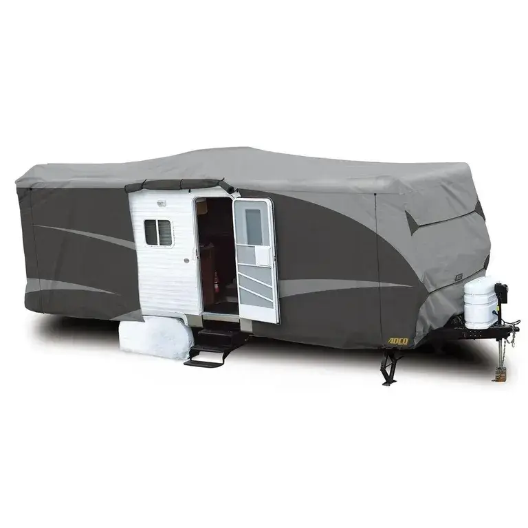 TRAVEL TRAILER RV COVER ( Gray/ White )
