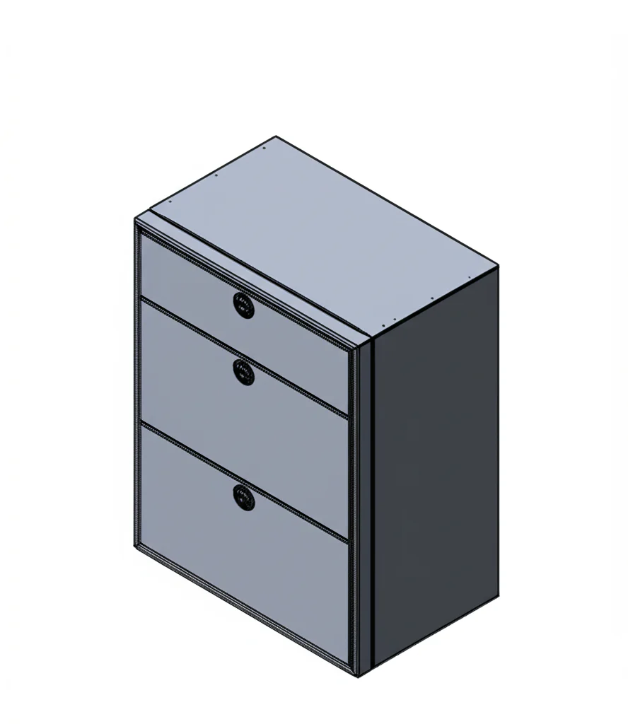 28" Three Drawer Base Cabinet - Shallow