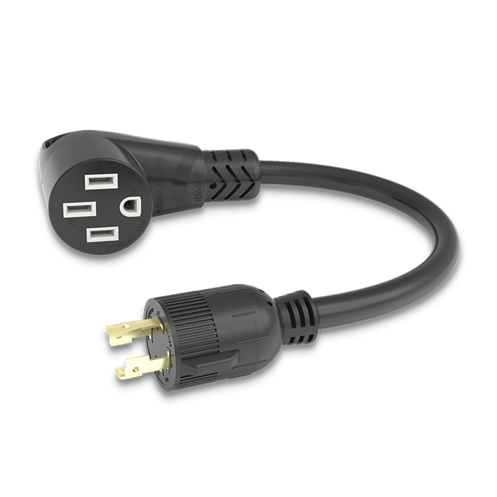 Furrion Pigtail Adapter - 50A Connector to 30A 4-Prong Plug, Black