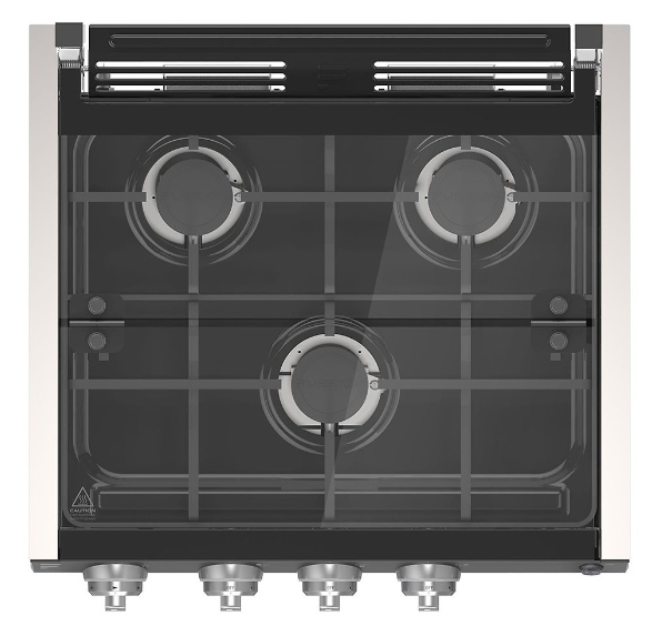 Furrion 3-Burner Gas RV Cooktop with Glass Cover - 20" Stainless Steel