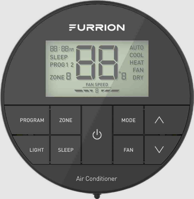 Furrion Chill® Multi-Zone RV Wall Thermostat - 3 Fan Speeds, Black (R410A Refrigerant Compatible)