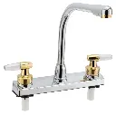 RV Kitchen High Rise Faucet | Chrome Finish | Polished Brass Handles